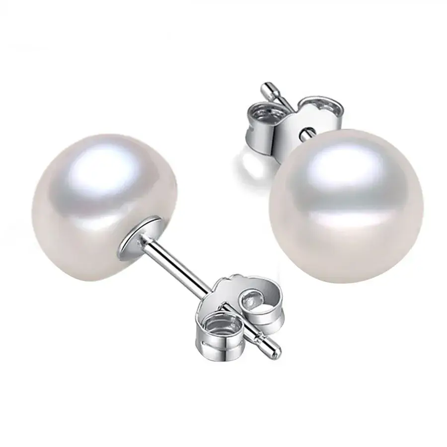 6-12mm Freshwater Pearl Earrings 925 Silver 3-Color Mixed