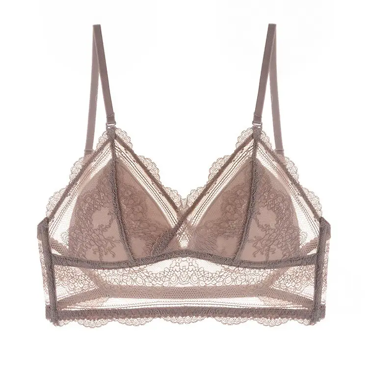 French-Style U-Shaped Backless Bra for Women, Wireless Thin Bra, Invisible Backless Lace Triangle Cup Bra, Comfortable for Summer