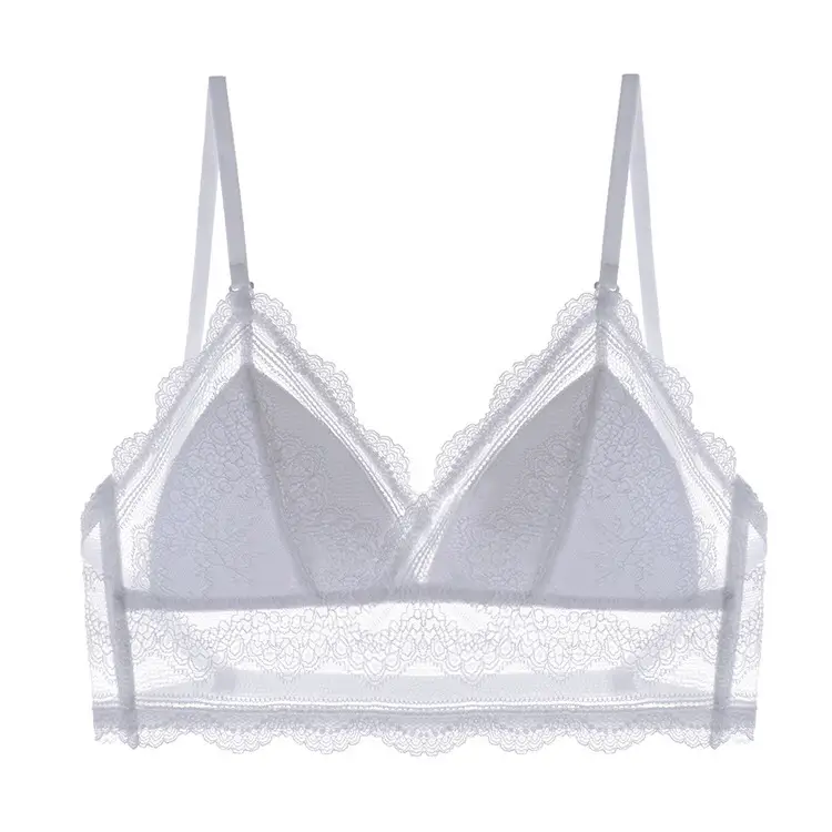 French-Style U-Shaped Backless Bra for Women, Wireless Thin Bra, Invisible Backless Lace Triangle Cup Bra, Comfortable for Summer