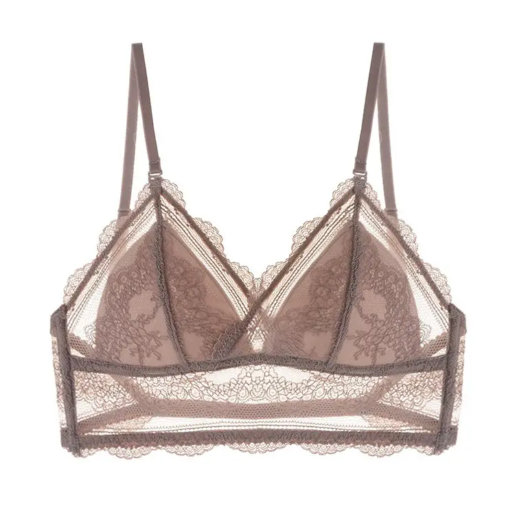 French-Style U-Shaped Backless Bra for Women, Wireless Thin Bra, Invisible Backless Lace Triangle Cup Bra, Comfortable for Summer