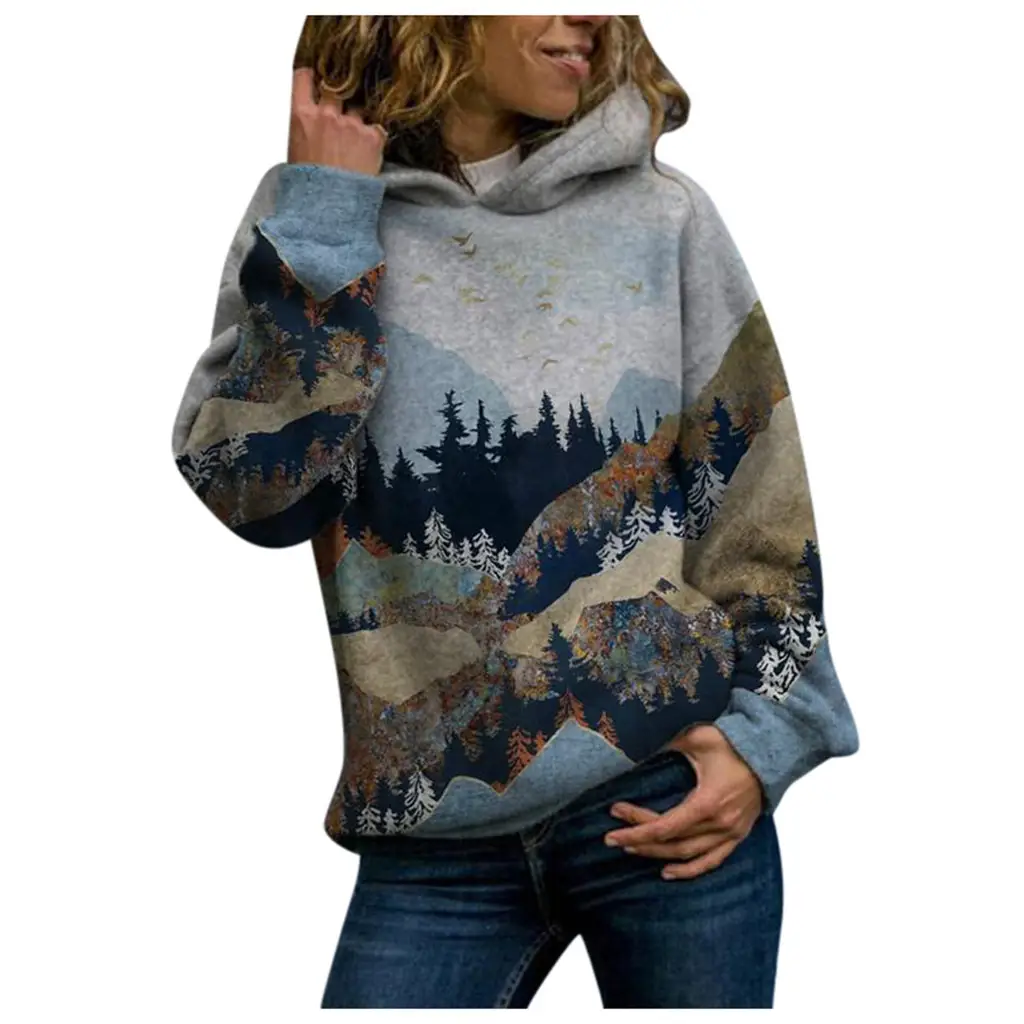New Hooded Printed Sweatshirt for Men Winter Warm