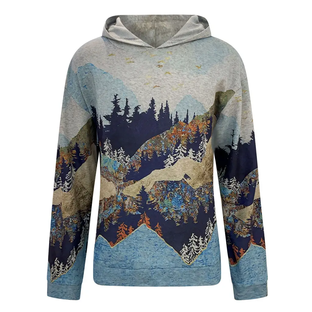 New Hooded Printed Sweatshirt for Men Winter Warm