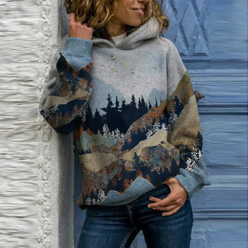 New Hooded Printed Sweatshirt for Men Winter Warm