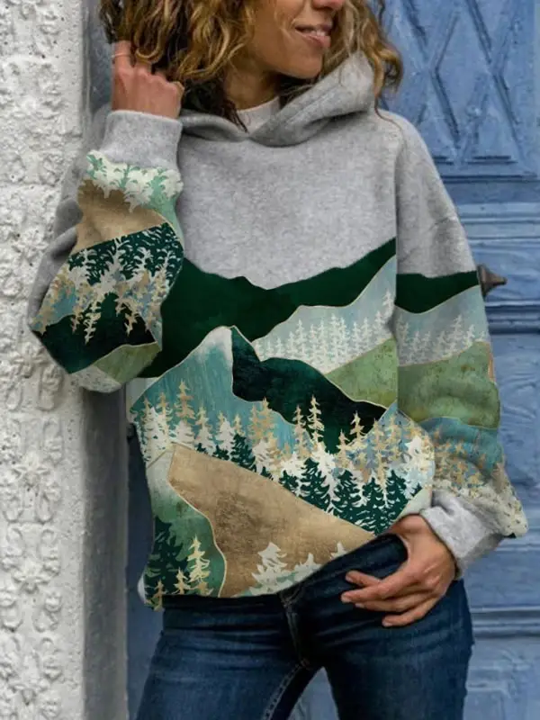 New Hooded Printed Sweatshirt for Men Winter Warm