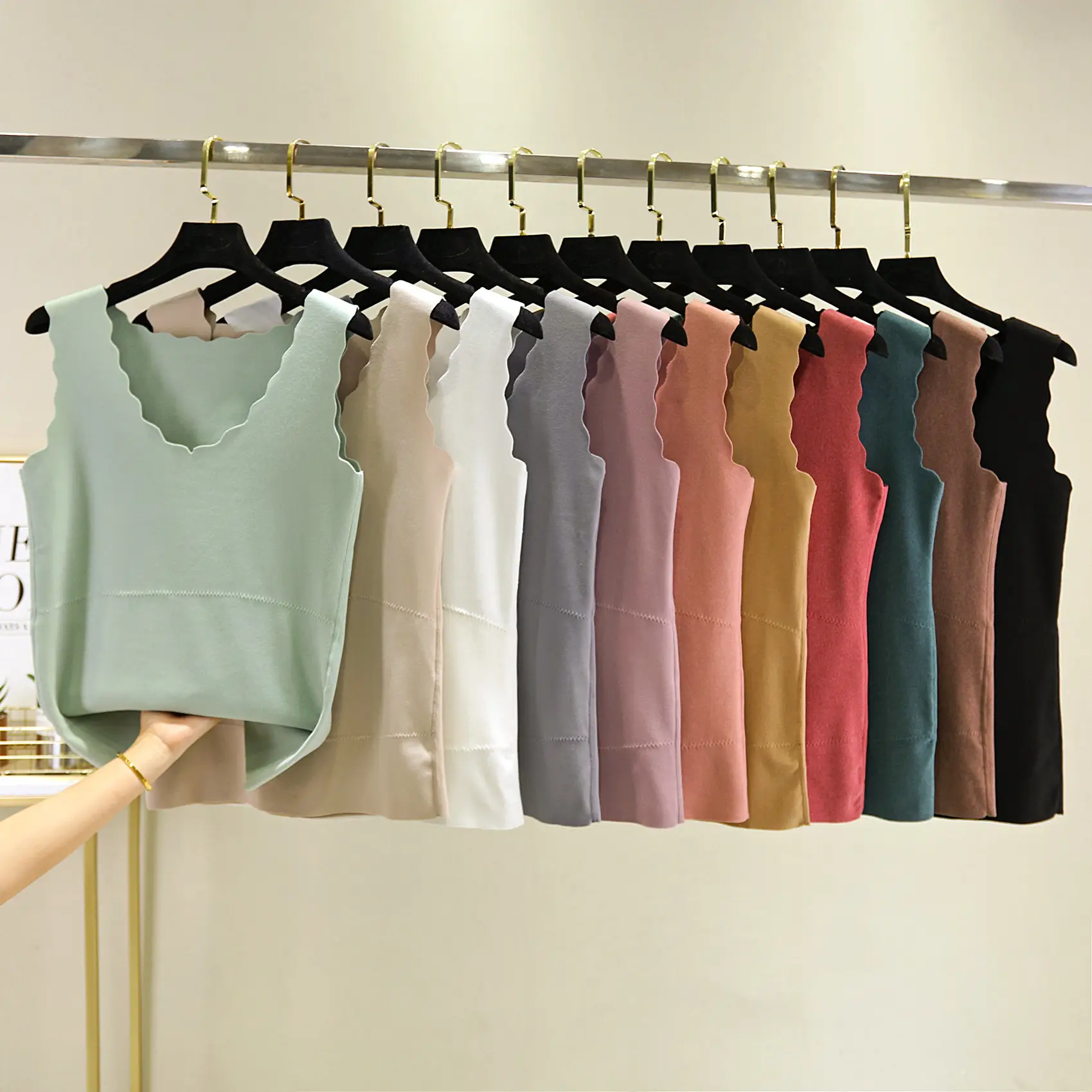 Autumn Winter Velvet Belly Vests with Egg Collar - Image 13