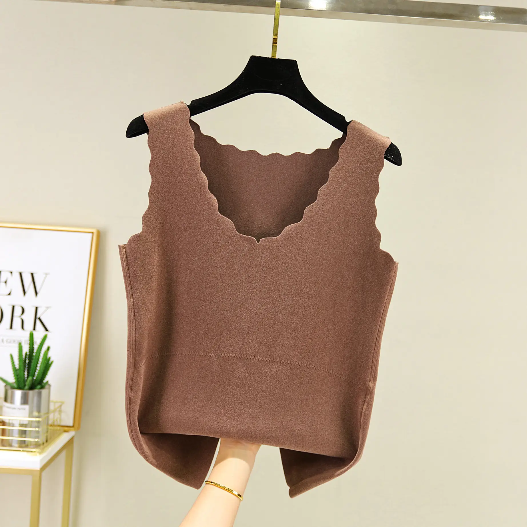 Autumn Winter Velvet Belly Vests with Egg Collar - Image 11