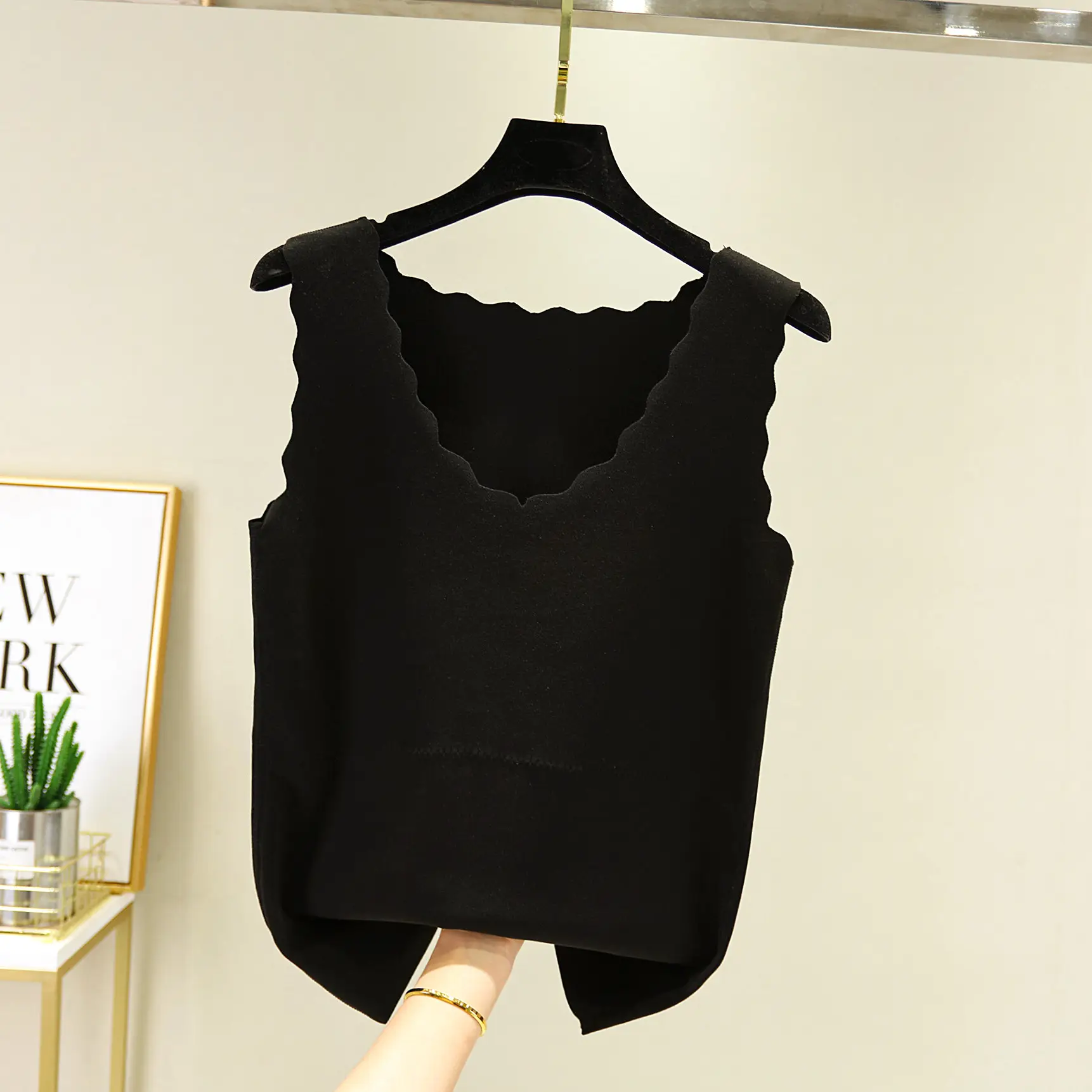 Autumn Winter Velvet Belly Vests with Egg Collar - Image 2