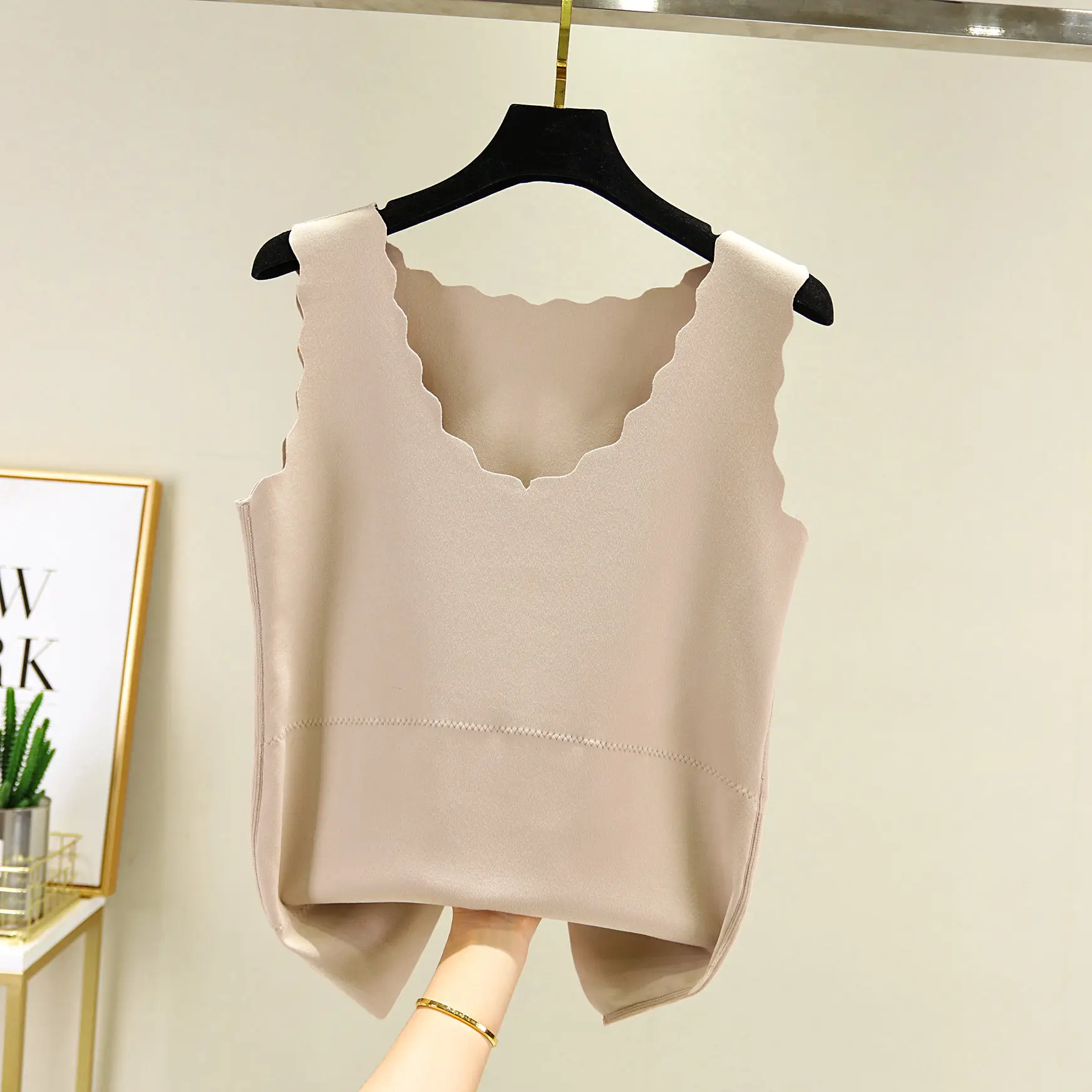 Autumn Winter Velvet Belly Vests with Egg Collar - Image 4