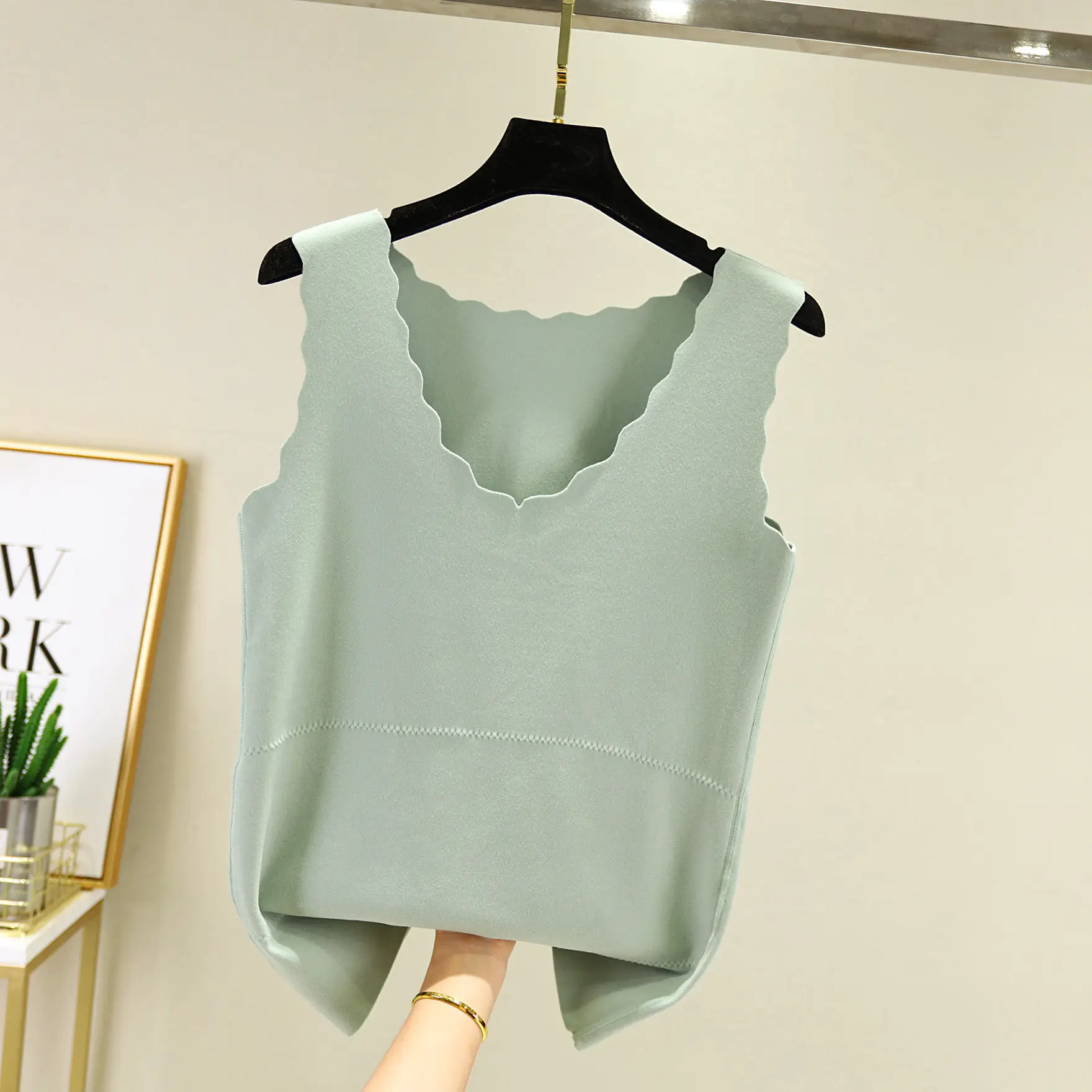 Autumn Winter Velvet Belly Vests with Egg Collar - Image 5