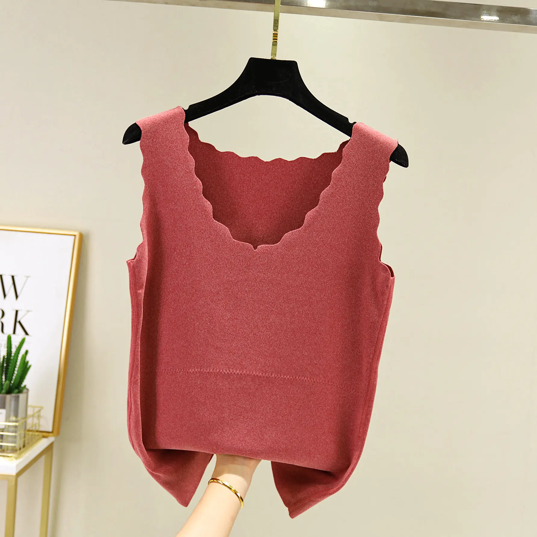 Autumn Winter Velvet Belly Vests with Egg Collar - Image 6