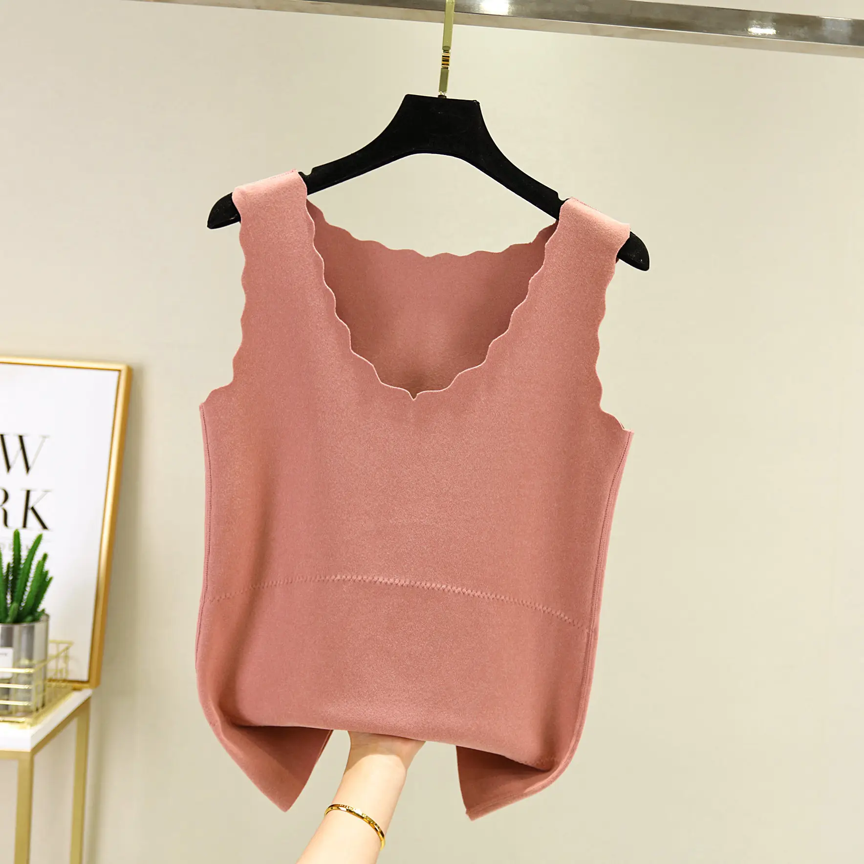 Autumn Winter Velvet Belly Vests with Egg Collar - Image 7