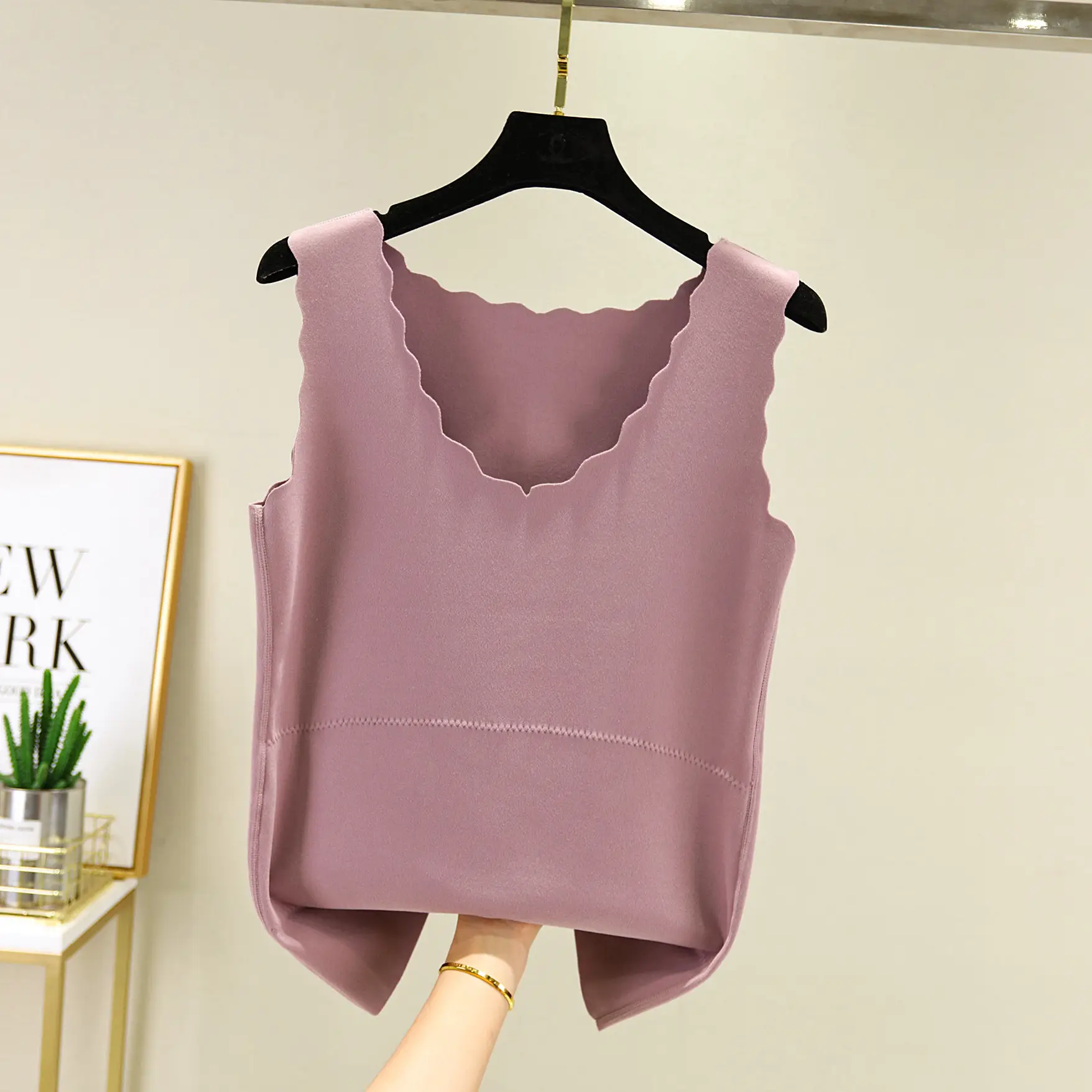 Autumn Winter Velvet Belly Vests with Egg Collar - Image 8