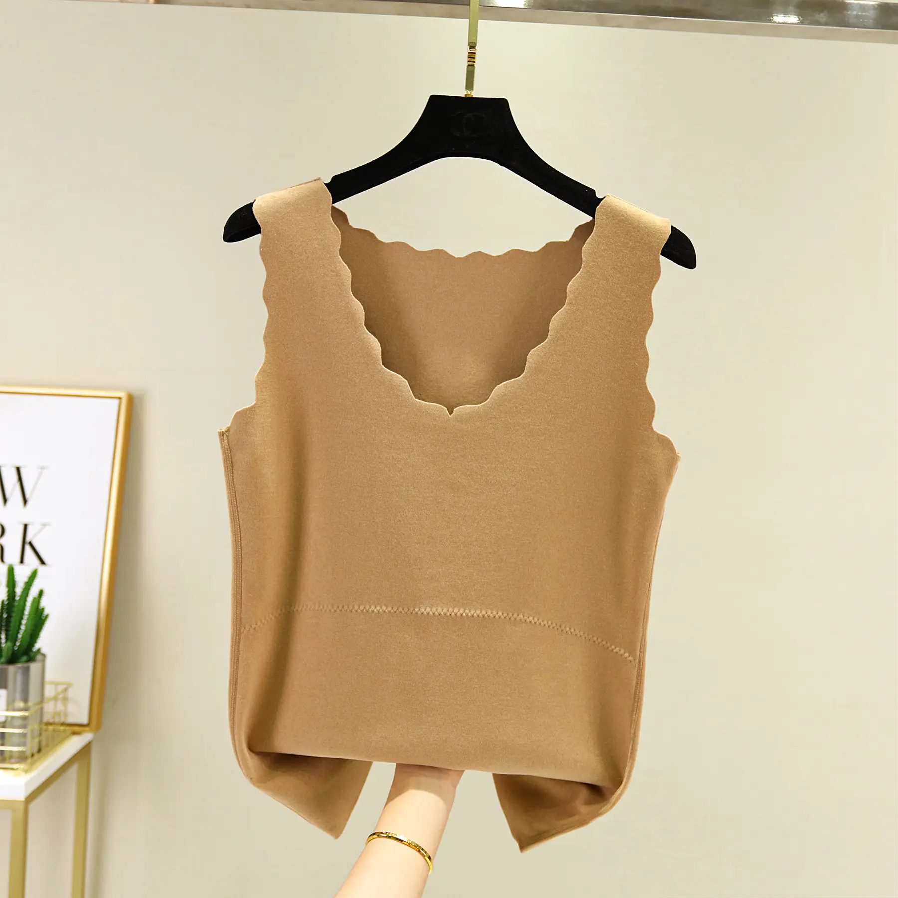 Autumn Winter Velvet Belly Vests with Egg Collar - Image 9