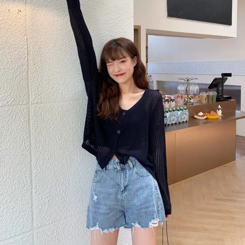 Women Knitted Sun Protection Long Sleeve Cardigan Top - Image 8
