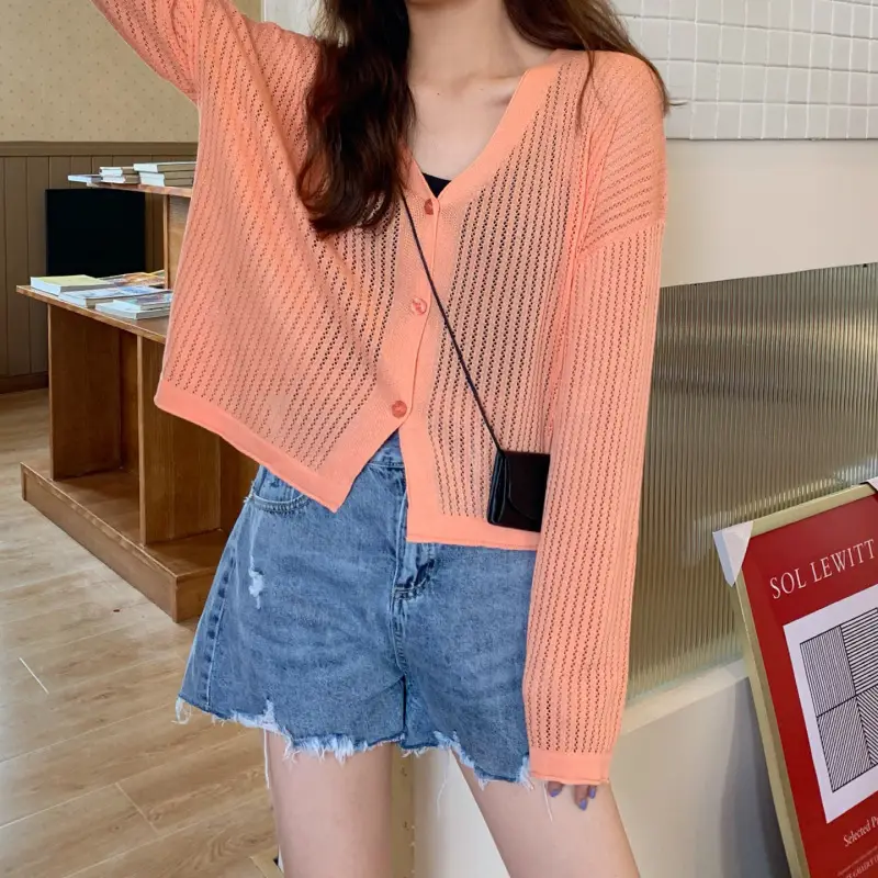 Women Knitted Sun Protection Long Sleeve Cardigan Top - Image 4