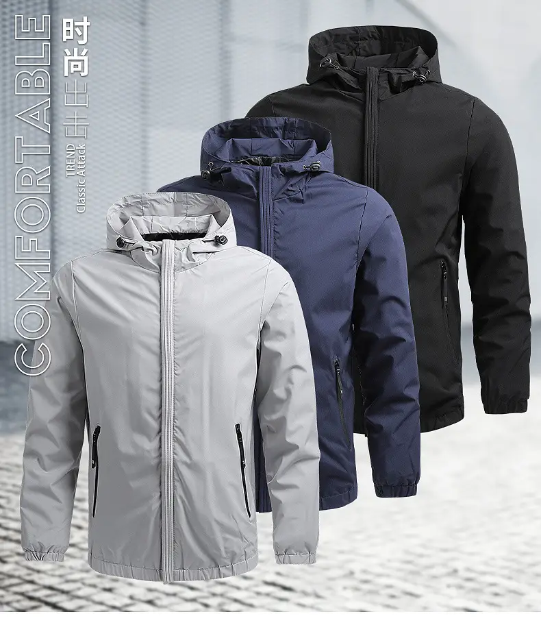 Amazon Cross-border Men's Spring and Autumn Casual Jacket Coat Baseball Coat Hooded Men's Coat Foreign Trade Men's 1828 — feature 2