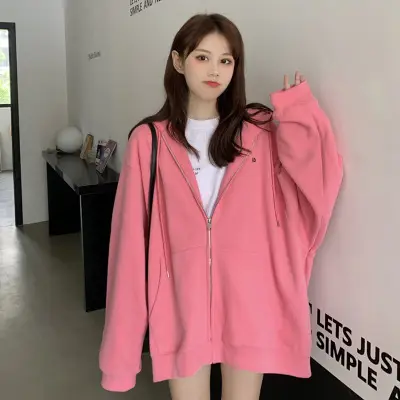 Women Long Sleeve Hooded Sweatshirt Jacket Orange 2025 - Image 2