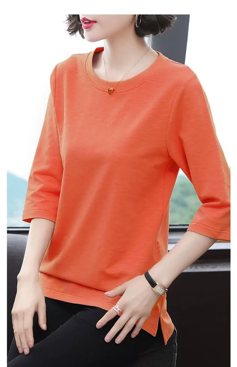 Women Blue Short Sleeve T-Shirt Summer Wear — feature 7