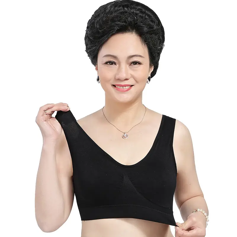 Ladieswear's Intimates Women's Bra Middle-Aged and Elderly Vest-Style No Rims Than Pure Cotton Push-Up Large Size Sports Thin Bra