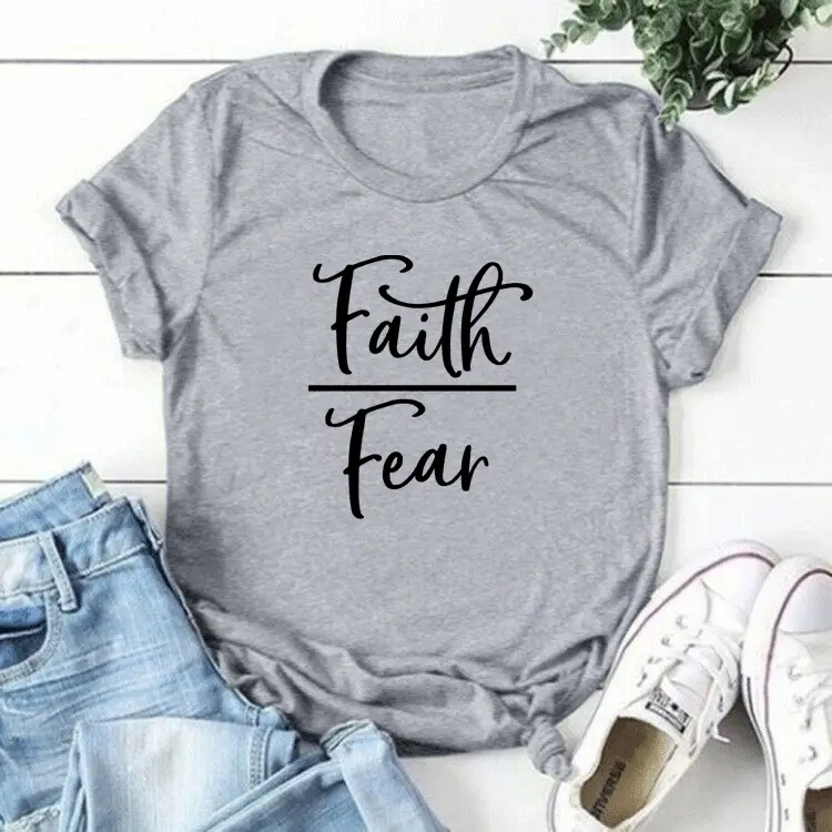 Pink Faith Over Fear T-Shirt Casual Wear - Image 3