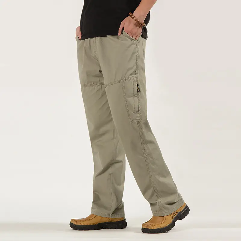 Men Olive Green Multi-Pocket Trousers Large - Image 8