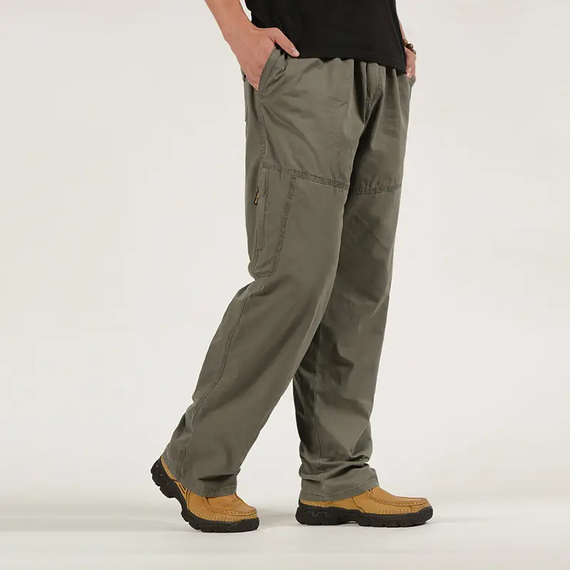 Men Olive Green Multi-Pocket Trousers Large - Image 2