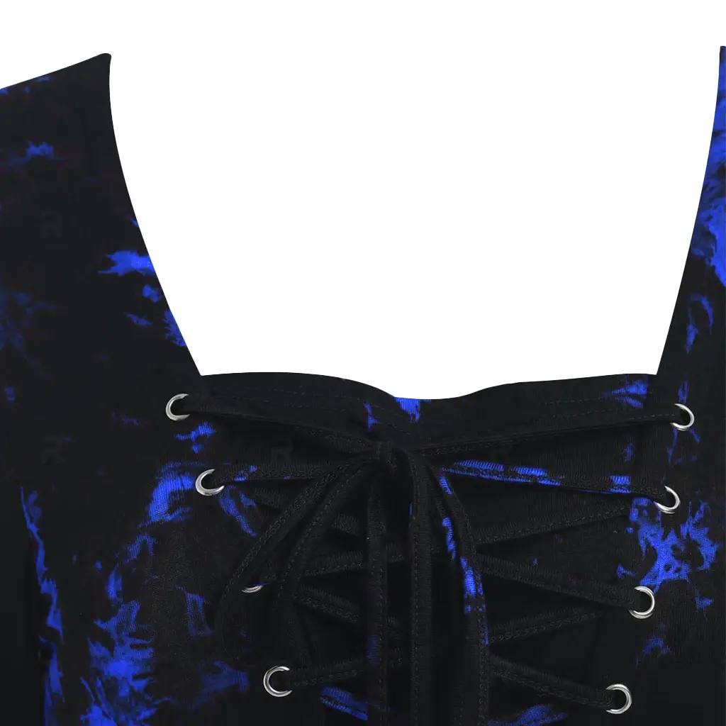 Gothic Printed Long Sleeve Tie-Dyed Dress