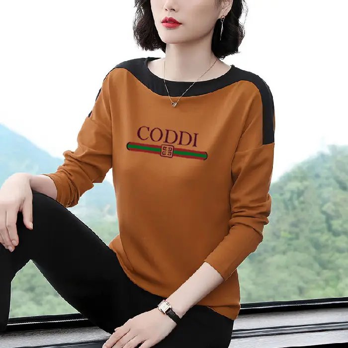 Women Long Sleeve Sweatshirt Yellow Black CODDI Design - Image 3