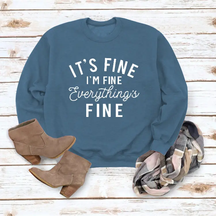 Red Crewneck Sweatshirt "It's Fine I'm Fine" Women - Image 12