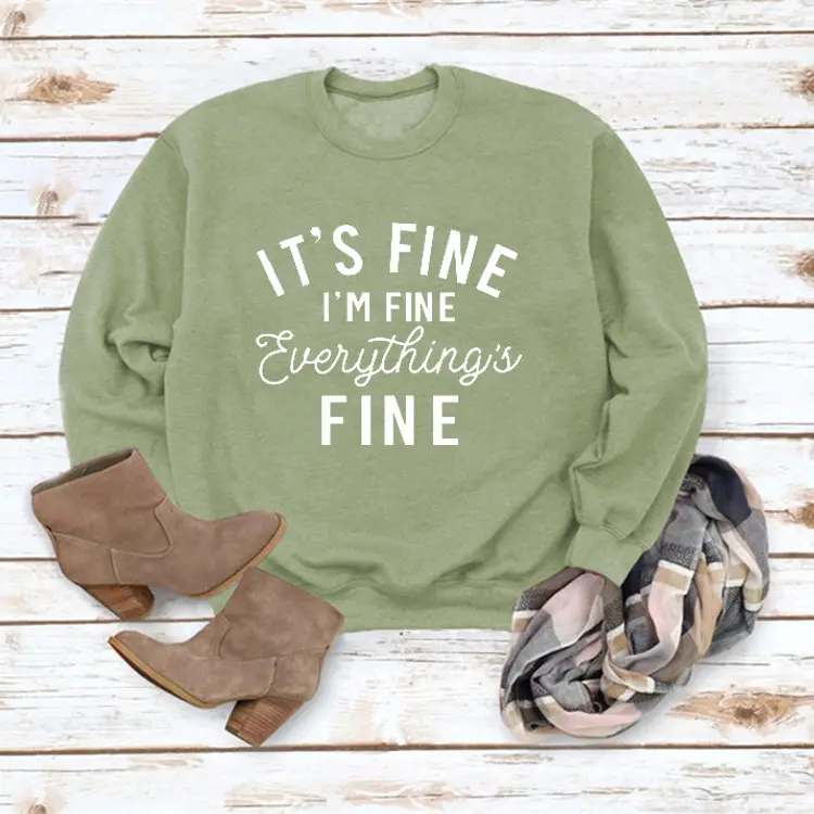 Red Crewneck Sweatshirt "It's Fine I'm Fine" Women - Image 13