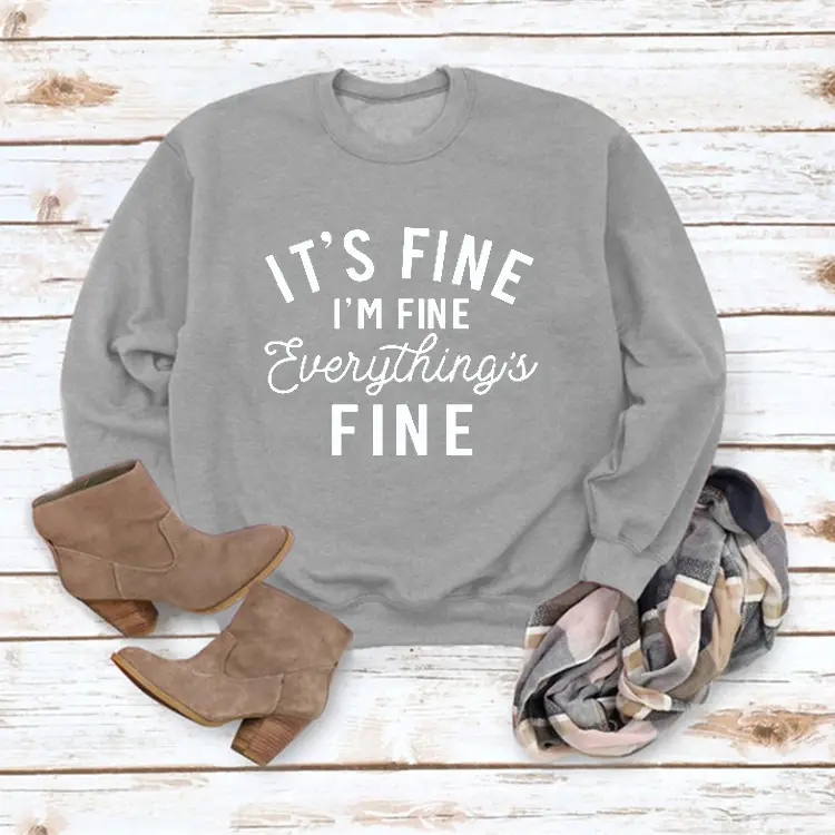 Red Crewneck Sweatshirt "It's Fine I'm Fine" Women - Image 15