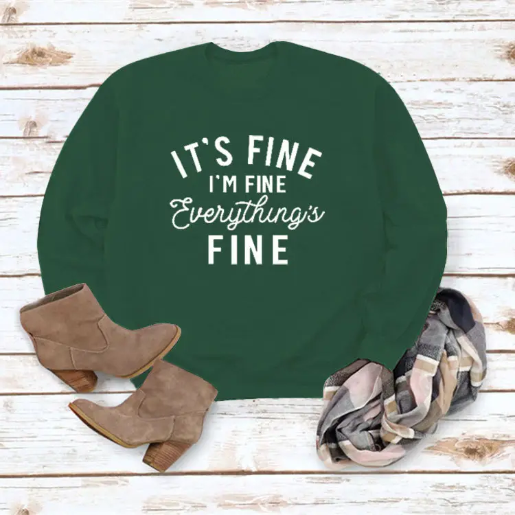 Red Crewneck Sweatshirt "It's Fine I'm Fine" Women - Image 17