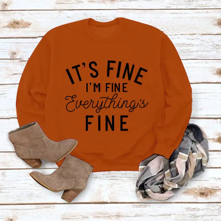 Red Crewneck Sweatshirt "It's Fine I'm Fine" Women - Image 28
