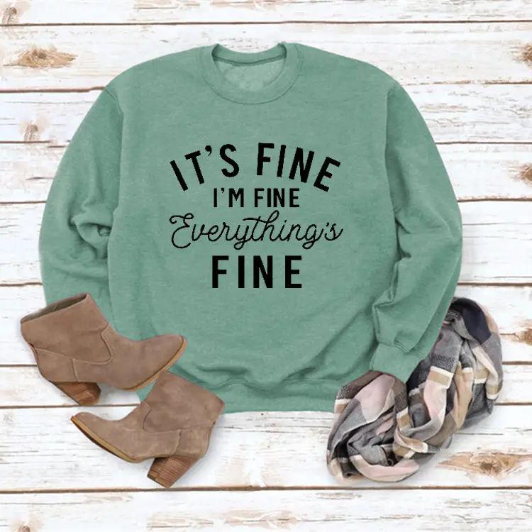 Red Crewneck Sweatshirt "It's Fine I'm Fine" Women - Image 9