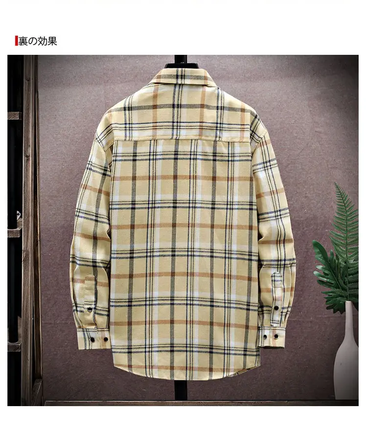 Men's Plaid Long Sleeve Shirt White Red Blue — feature 14