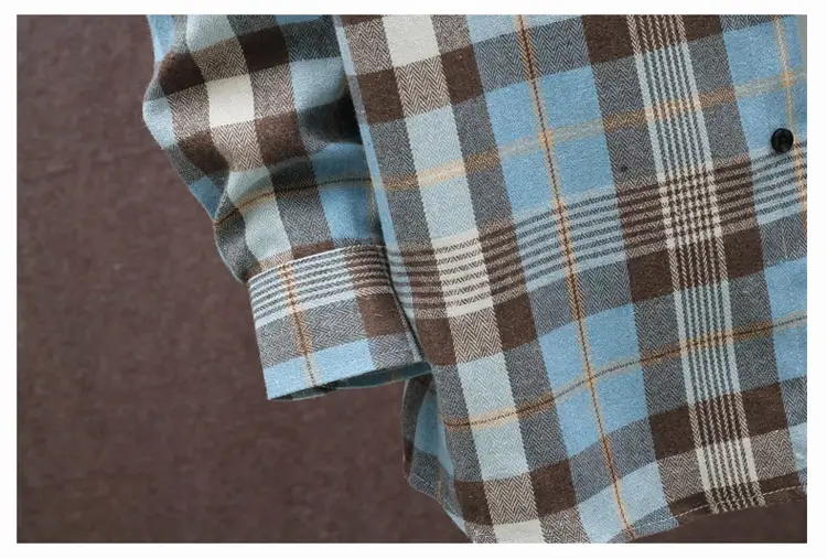 Men's Plaid Long Sleeve Shirt White Red Blue — feature 21
