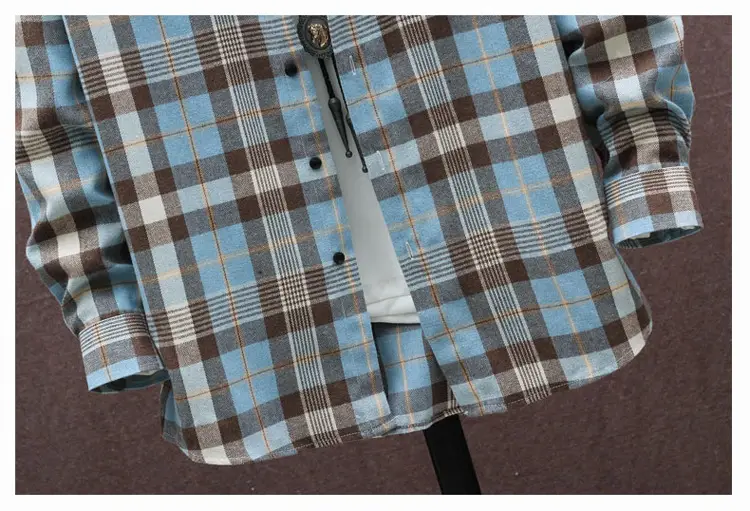 Men's Plaid Long Sleeve Shirt White Red Blue — feature 22