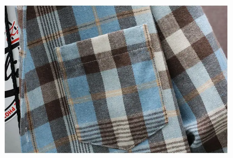Men's Plaid Long Sleeve Shirt White Red Blue — feature 23