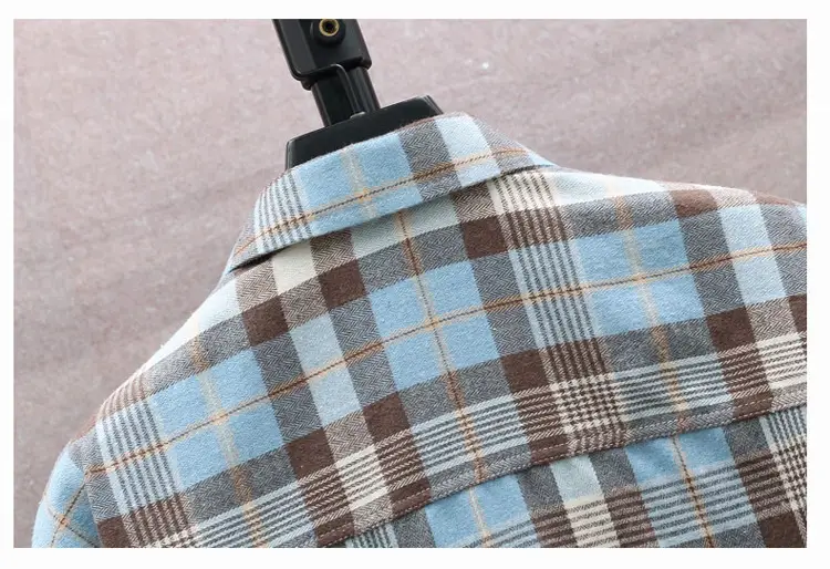 Men's Plaid Long Sleeve Shirt White Red Blue — feature 25