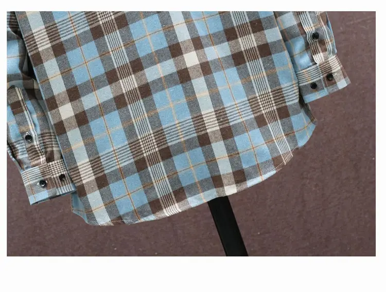 Men's Plaid Long Sleeve Shirt White Red Blue — feature 26