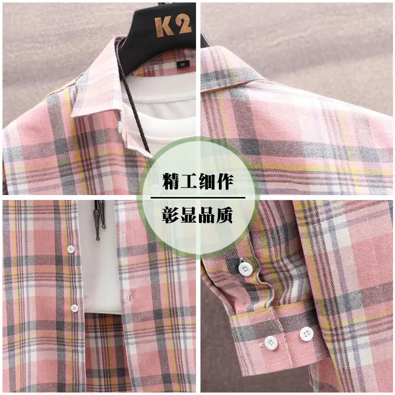 Men's Long Sleeve Plaid Shirt Blue White Grey - Image 5