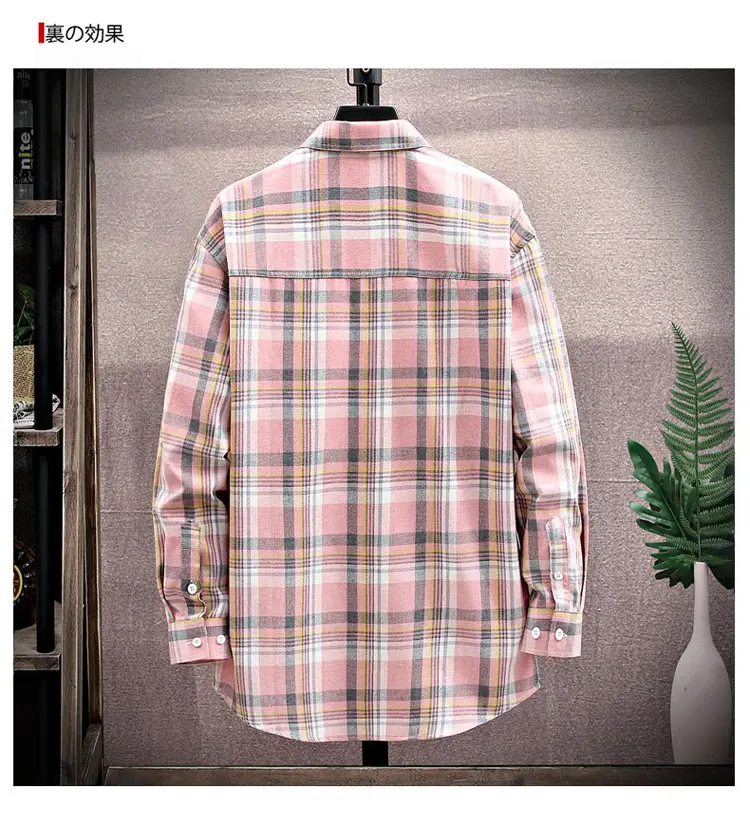 Men's Long Sleeve Plaid Shirt Blue White Grey — feature 12