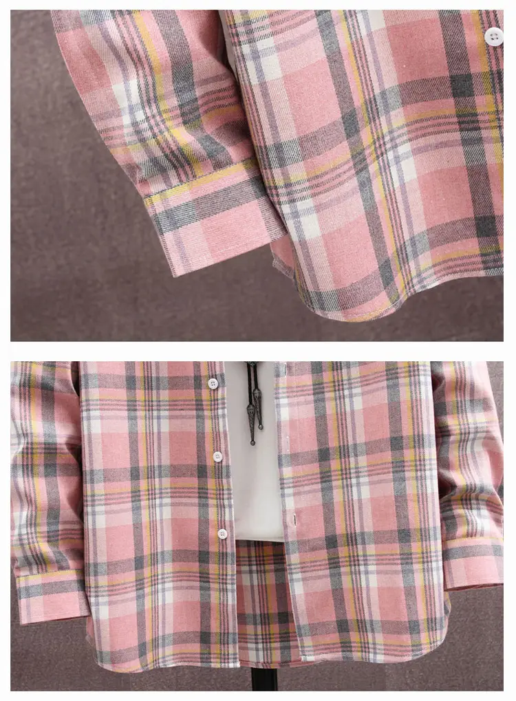 Men's Long Sleeve Plaid Shirt Blue White Grey — feature 15