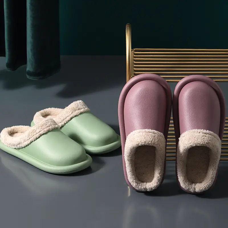 New autumn and winter cotton shoes women's solid color casual outerwear fleece-lined warm non-slip wear-resistant waterproof home cotton slippers - Image 3