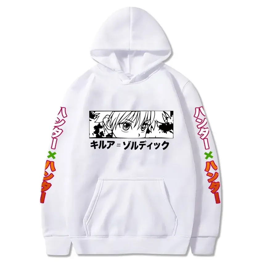 Men Oversize Anime Hooded Sweatshirt White Japanese Design - Image 7