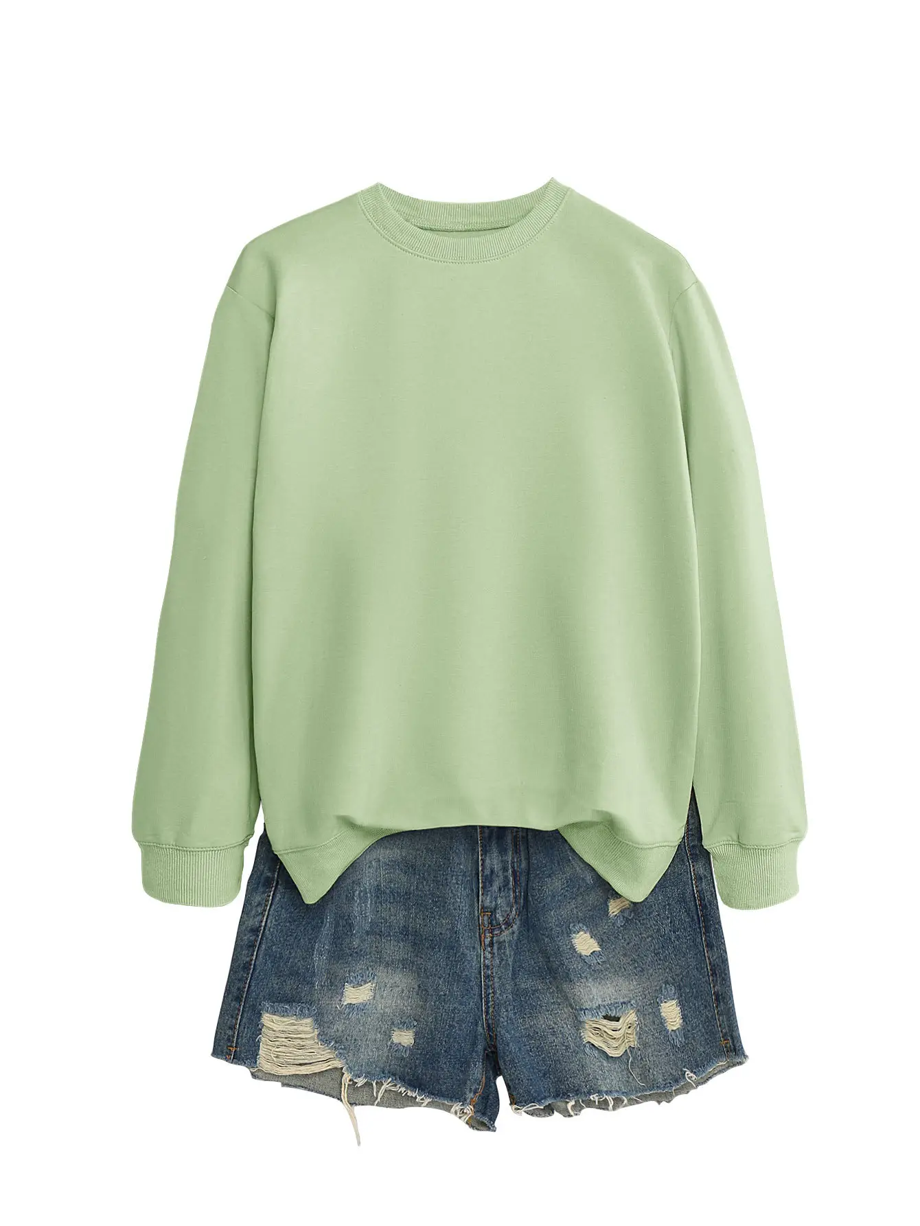 Women's Orange Loose Fit Round Neck Sweater - Image 11