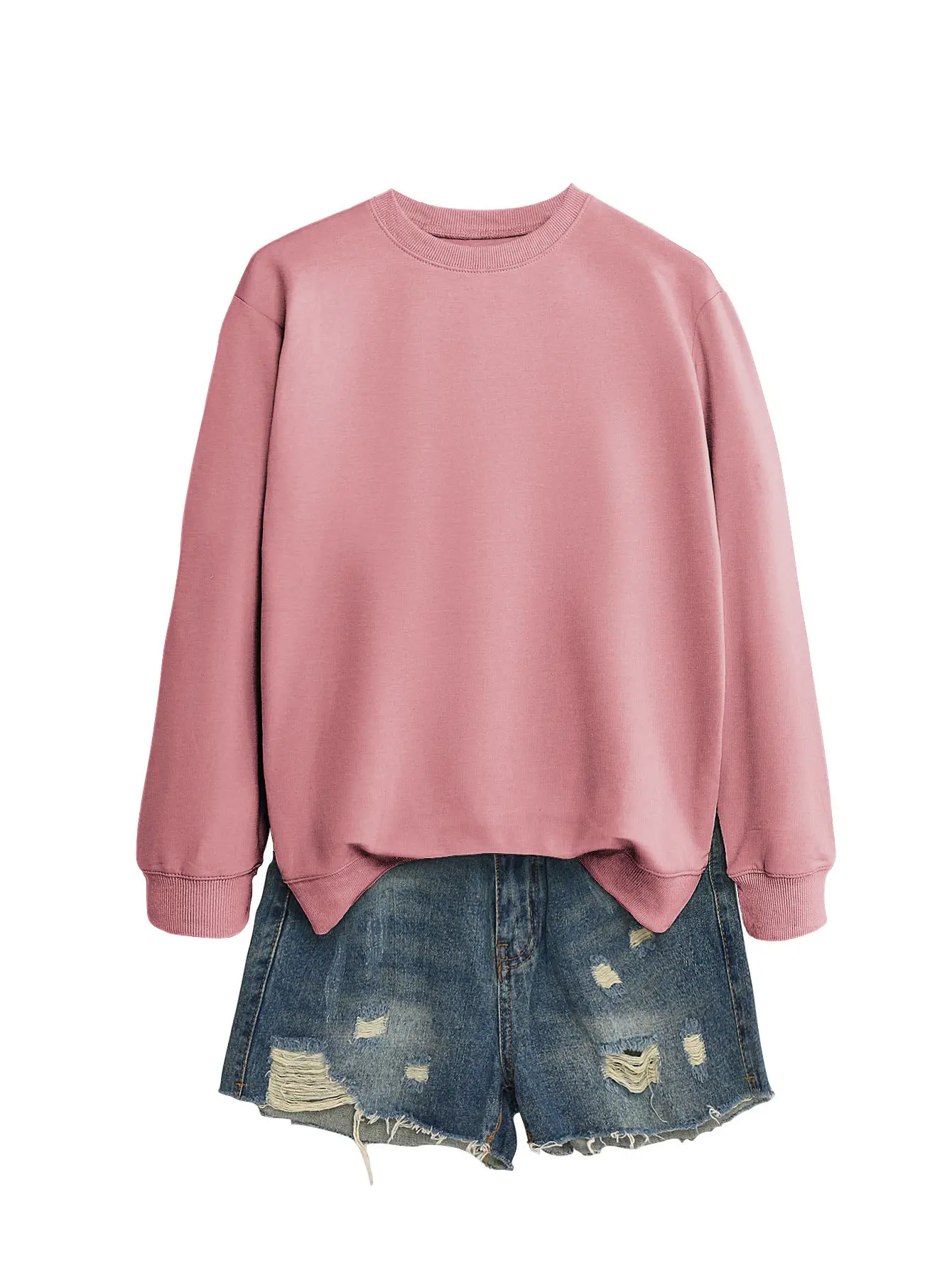 Women's Orange Loose Fit Round Neck Sweater - Image 12