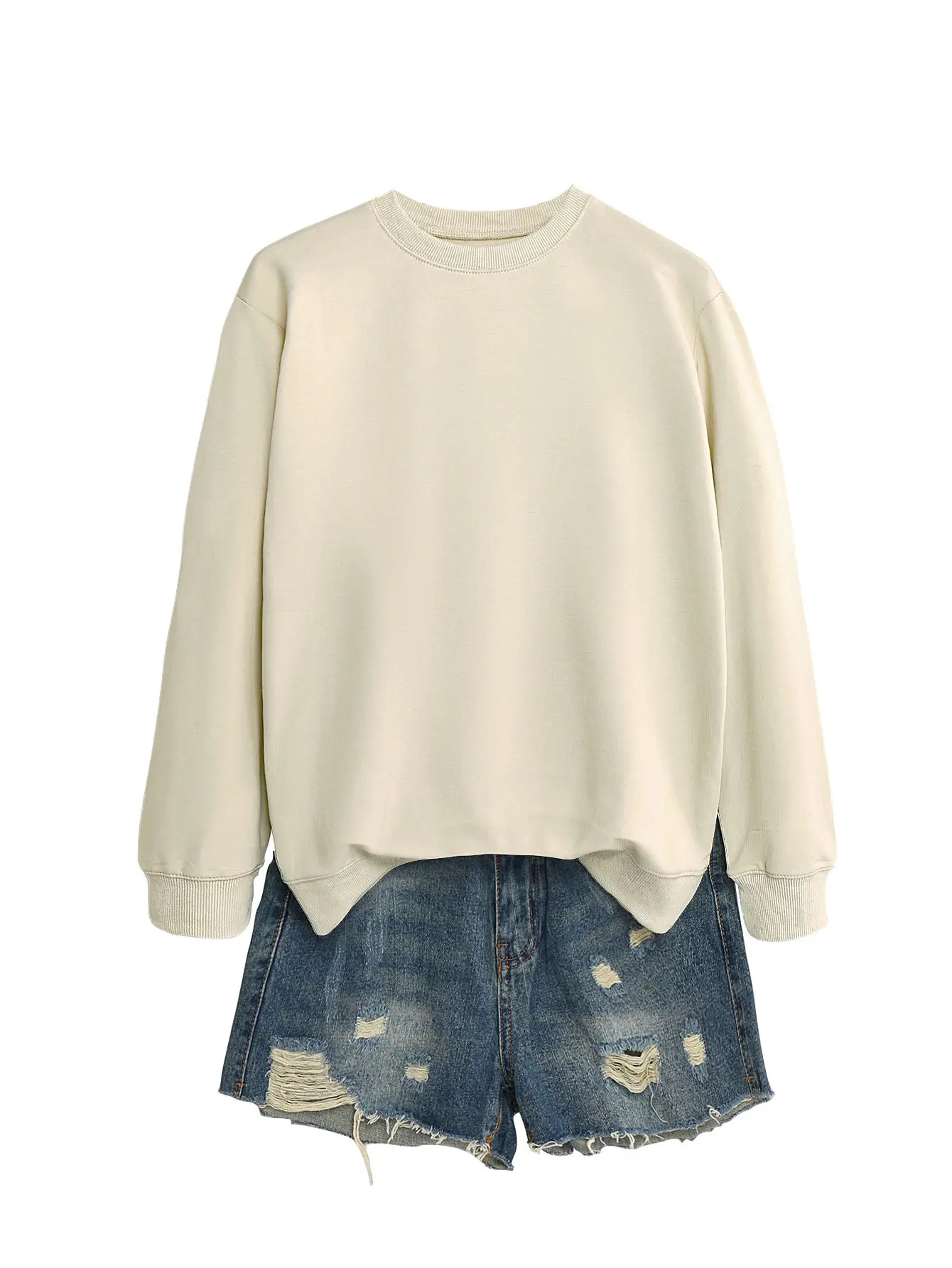 Women's Orange Loose Fit Round Neck Sweater - Image 16