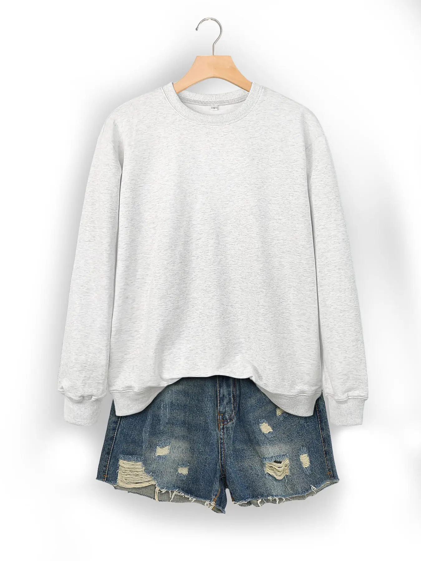 Women's Orange Loose Fit Round Neck Sweater - Image 21