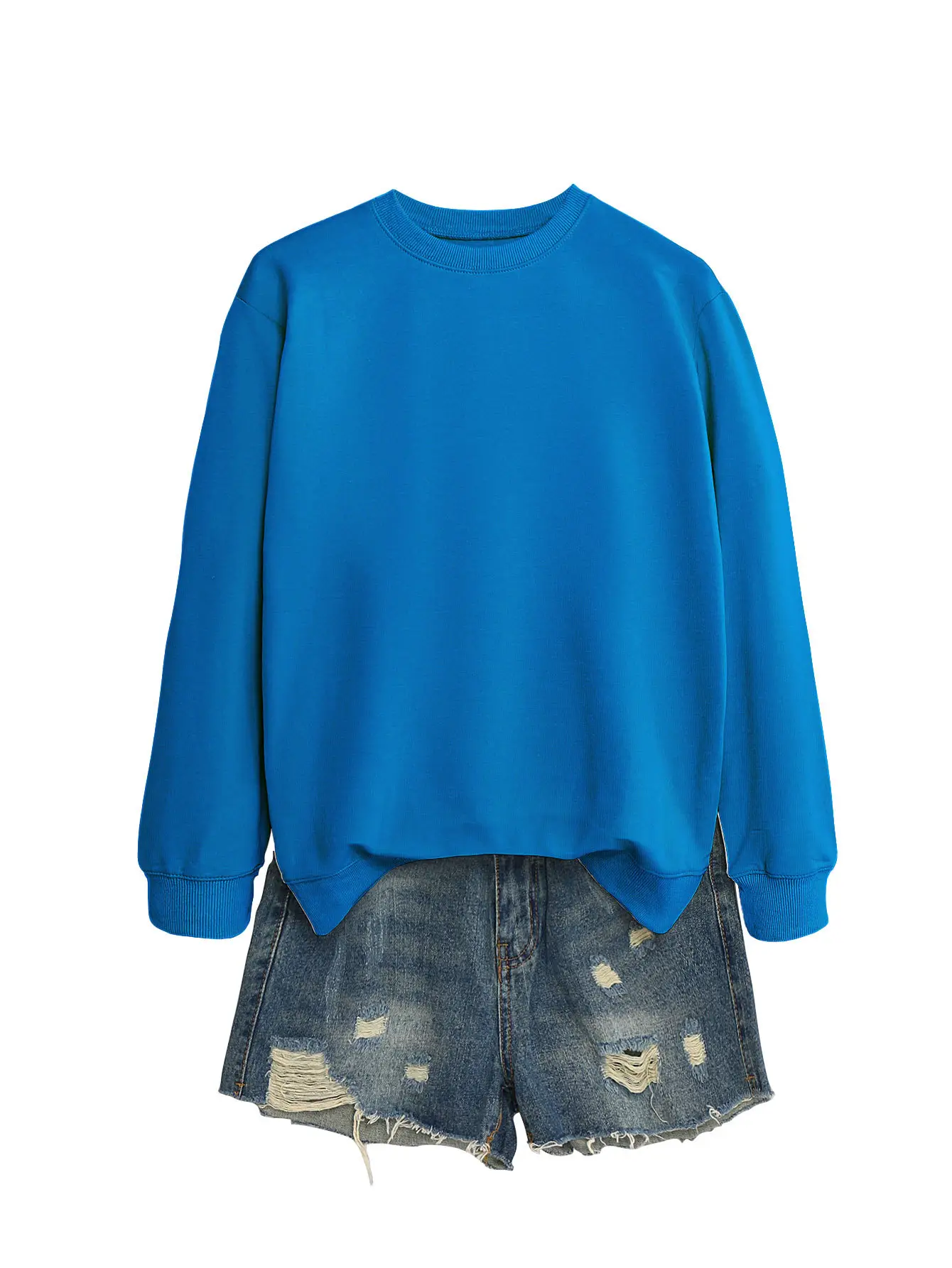 Women's Orange Loose Fit Round Neck Sweater - Image 4